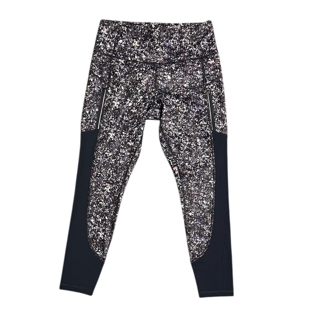 Athleta Ranier Printed Mesh Plus Sized High-Rise Patterned Leggings with pockets